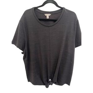 Calvin Klein Jeans Black Tie Front Short Sleeve Top Size XXL